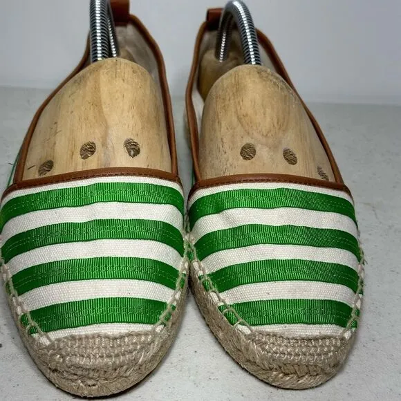 KATE SPADE NEW YORK LIDO sparkle striped lace up espadrilles flats shoes 8 M