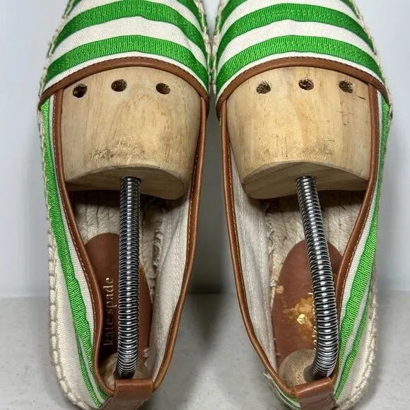 KATE SPADE NEW YORK LIDO sparkle striped lace up espadrilles flats shoes 8 M