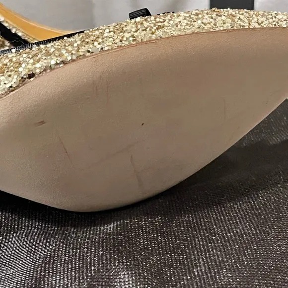 KATE SPADE NY NIB AUTHENTIC LIGHT GOLD SPARKLING GLITTER POINTED TOES PUMPS