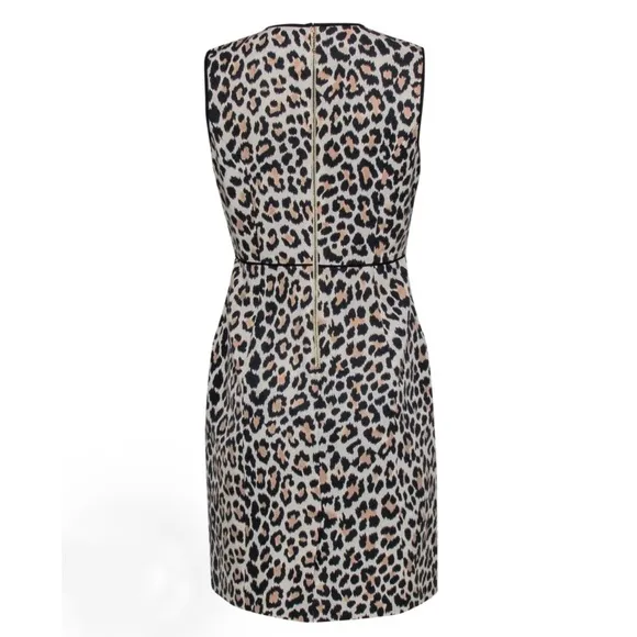 Kate Spade silk and cotton Tan/Brown LeopardPrint Sheath Dress w/ pockets Sz 8