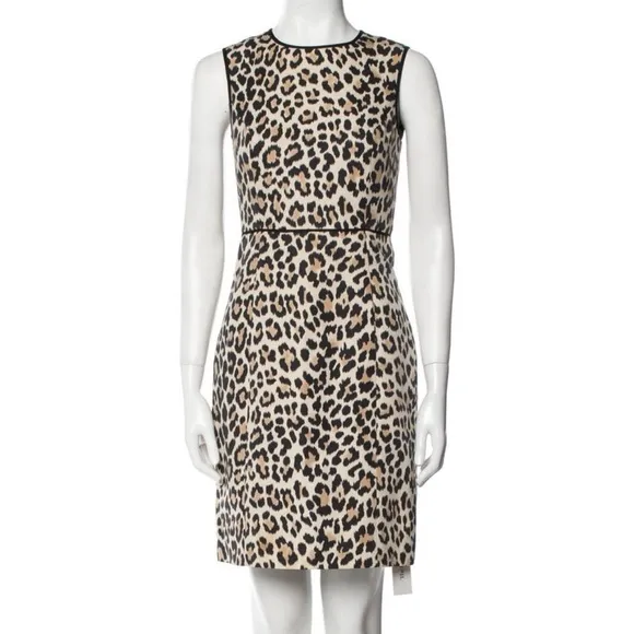 Kate Spade silk and cotton Tan/Brown LeopardPrint Sheath Dress w/ pockets Sz 8