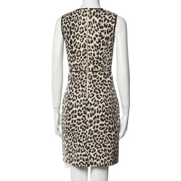 Kate Spade silk and cotton Tan/Brown LeopardPrint Sheath Dress w/ pockets Sz 8