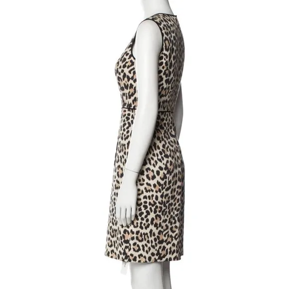 Kate Spade silk and cotton Tan/Brown LeopardPrint Sheath Dress w/ pockets Sz 8