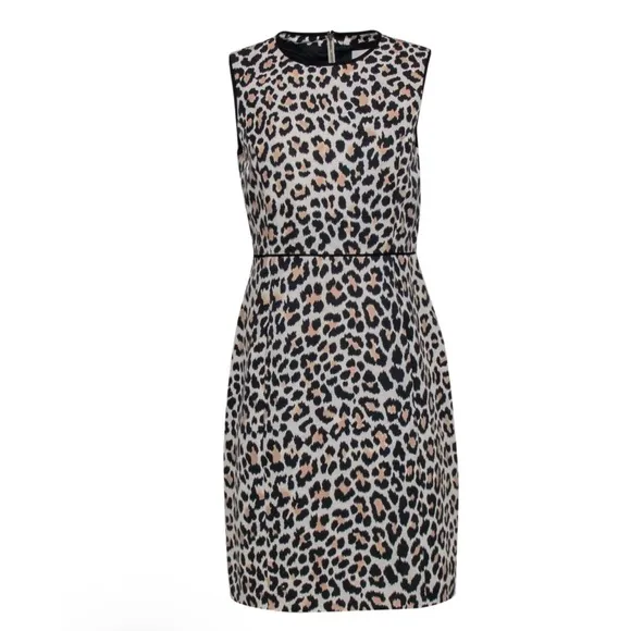 Kate Spade silk and cotton Tan/Brown LeopardPrint Sheath Dress w/ pockets Sz 8