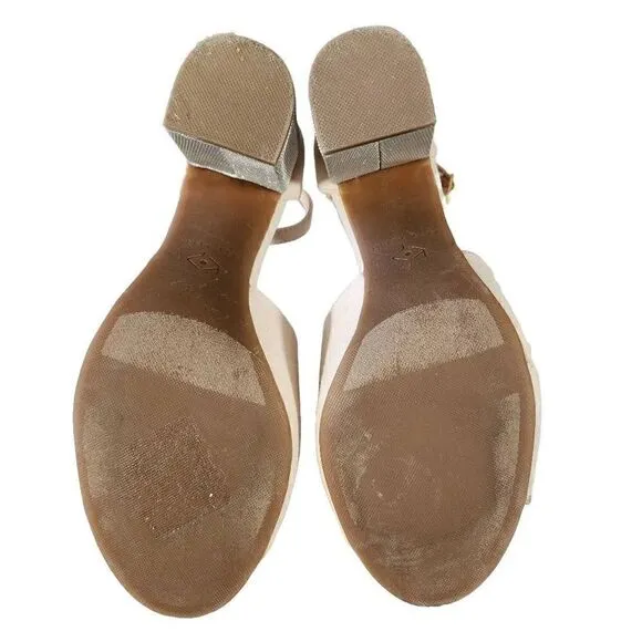Katy Perry Collection The Kala Women's Nude Microsuede Metallic Sandals Size 10