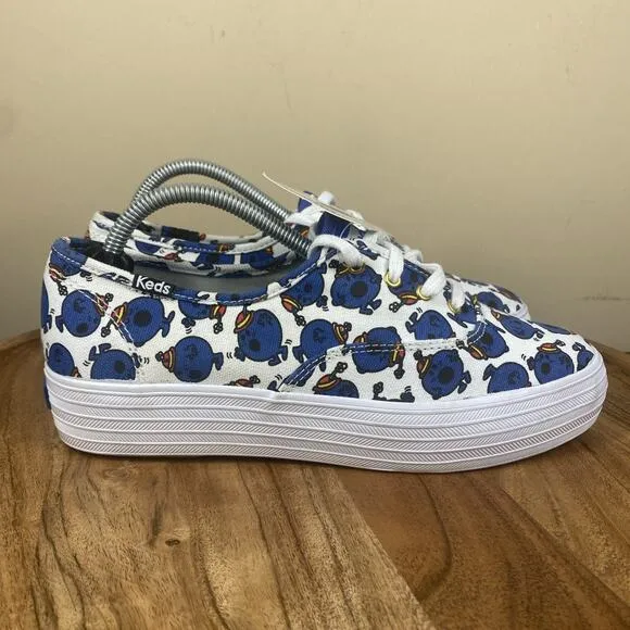 Keds Little Miss Bossy Womens Triple Deck White And Blue Size 7 Shoes