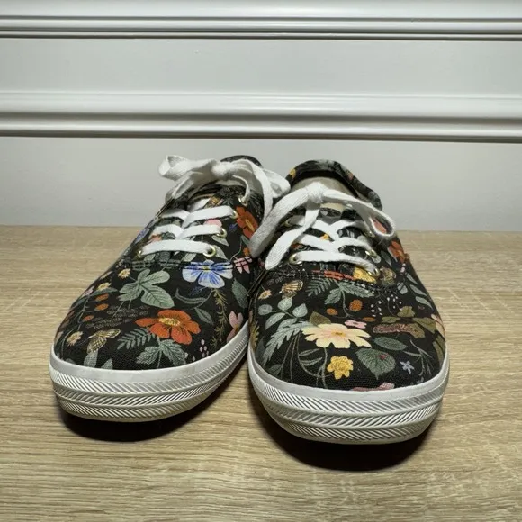 Keds x Rifle Paper Co. Lace Up Sneakers Shoes Garden Party Linen Size 7