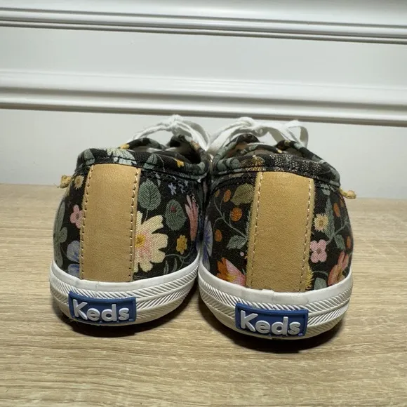 Keds x Rifle Paper Co. Lace Up Sneakers Shoes Garden Party Linen Size 7