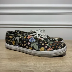 Keds x Rifle Paper Co. Lace Up Sneakers Shoes Garden Party Linen Size 7