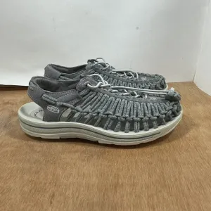 KEEN Uneek Women Size 7.5 Braided Cord Grey White Sandals Fisherman Shoes