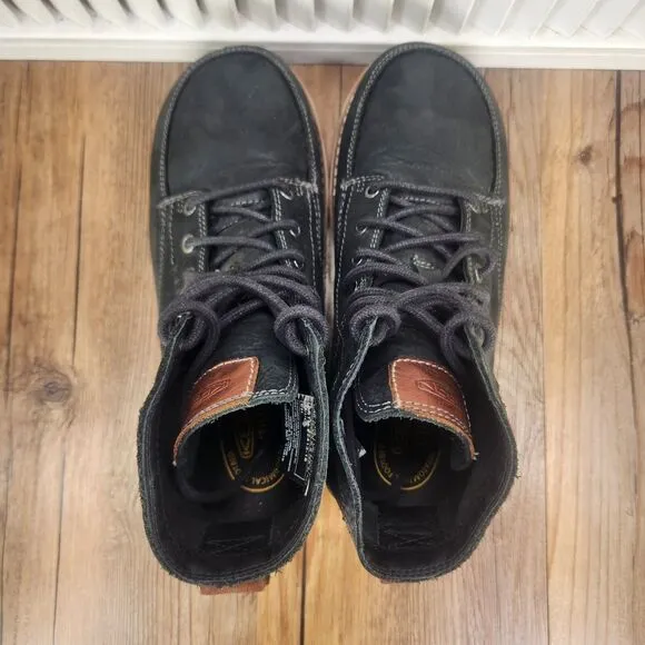 Keen Utility San Jose 6&quot; Mens Sz 7.5D Black Leather Outdoor Steel Toe Work Boots