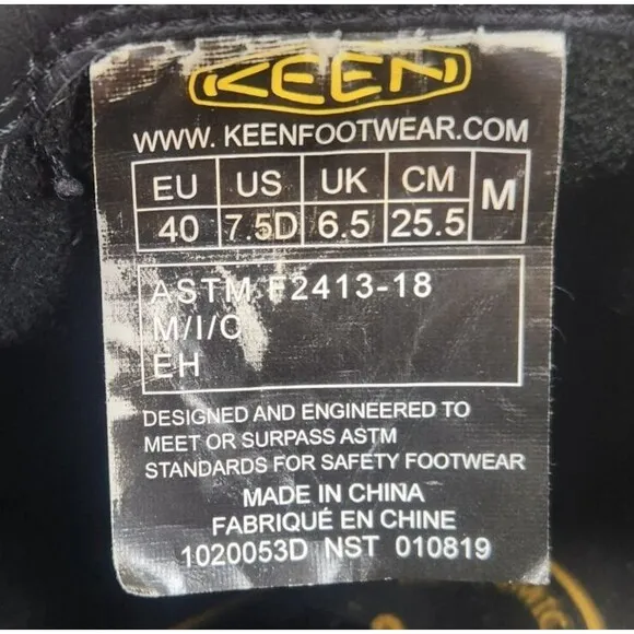 Keen Utility San Jose 6&quot; Mens Sz 7.5D Black Leather Outdoor Steel Toe Work Boots