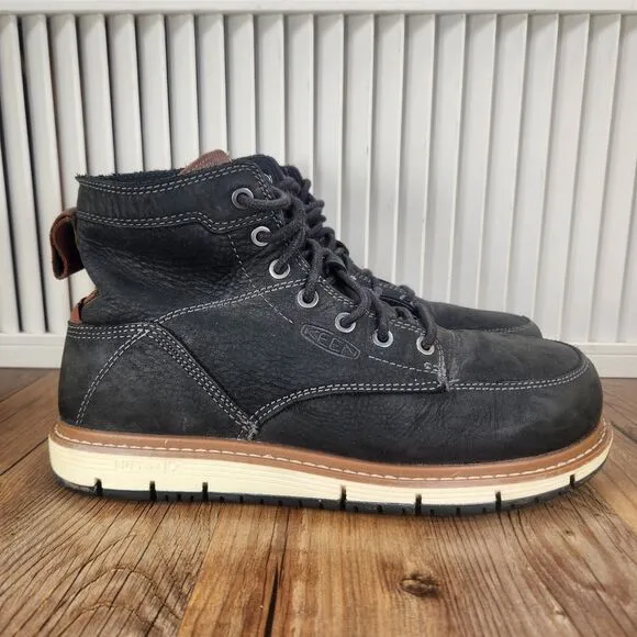Keen Utility San Jose 6&quot; Mens Sz 7.5D Black Leather Outdoor Steel Toe Work Boots