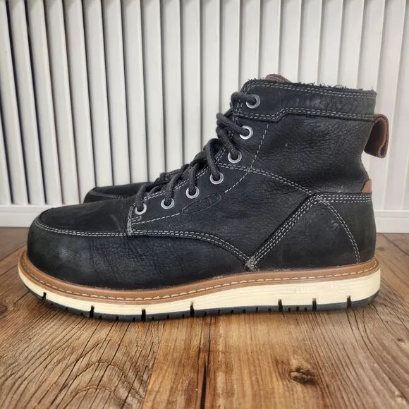 Keen Utility San Jose 6&quot; Mens Sz 7.5D Black Leather Outdoor Steel Toe Work Boots