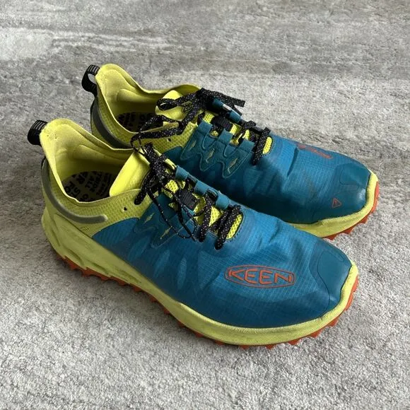 Keen Zionic Speed Hiking Shoes Mens 10.5 Aqua Yellow Lace Up Sneakers Low Top