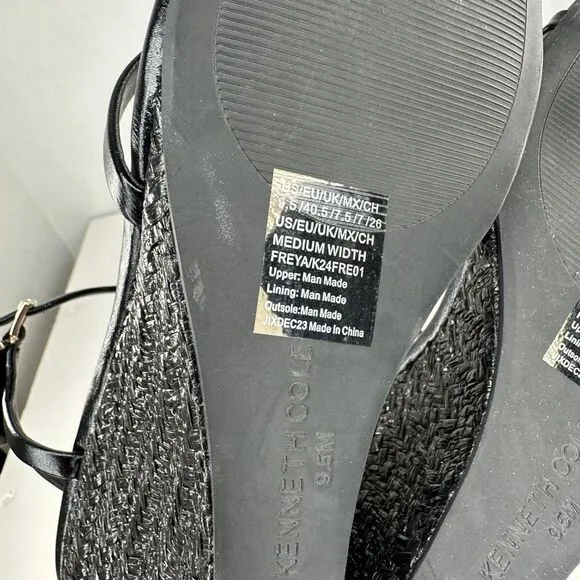 Kenneth Cole Freya Wedge Sandals Sz 9.5 US Weave Synthetic Material Accent