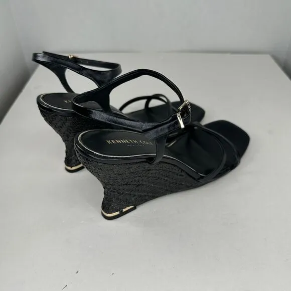 Kenneth Cole Freya Wedge Sandals Sz 9.5 US Weave Synthetic Material Accent