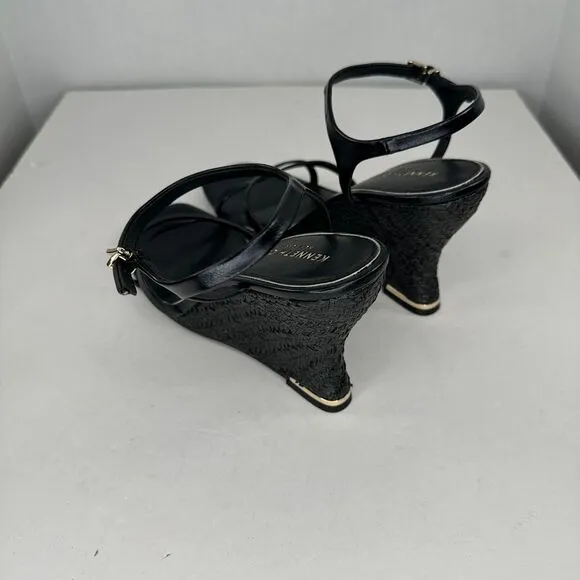 Kenneth Cole Freya Wedge Sandals Sz 9.5 US Weave Synthetic Material Accent