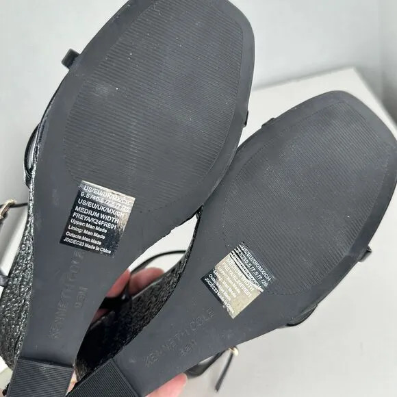 Kenneth Cole Freya Wedge Sandals Sz 9.5 US Weave Synthetic Material Accent