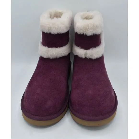 Koolaburra Womens Size 7 Barlee Plum Purple Suede Mini Boots Booties Shoes