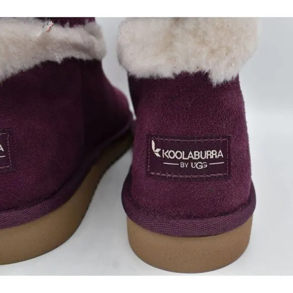 Koolaburra Womens Size 7 Barlee Plum Purple Suede Mini Boots Booties Shoes