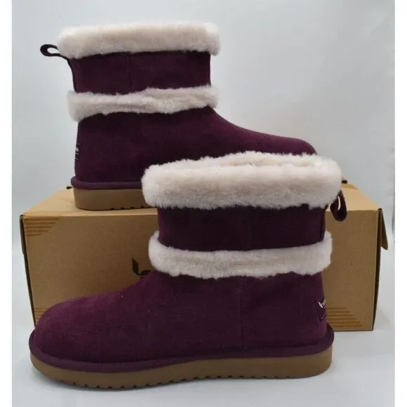 Koolaburra Womens Size 7 Barlee Plum Purple Suede Mini Boots Booties Shoes