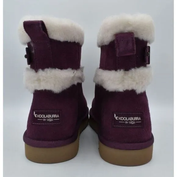 Koolaburra Womens Size 7 Barlee Plum Purple Suede Mini Boots Booties Shoes