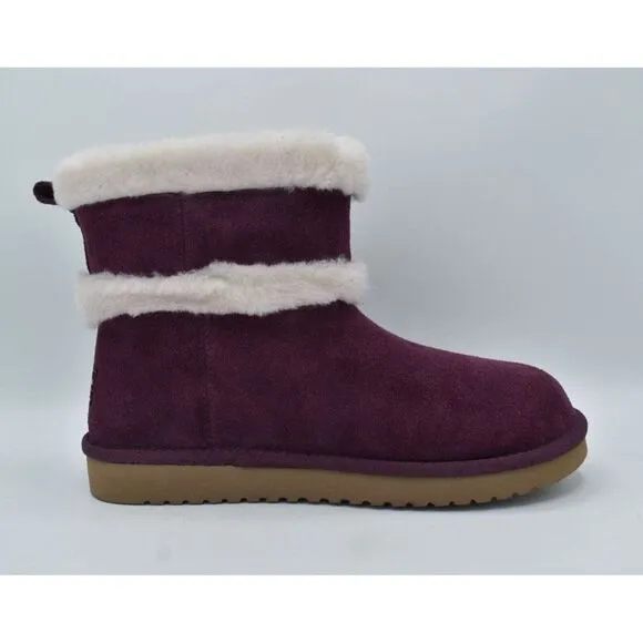 Koolaburra Womens Size 7 Barlee Plum Purple Suede Mini Boots Booties Shoes