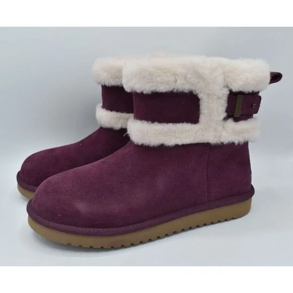 Koolaburra Womens Size 7 Barlee Plum Purple Suede Mini Boots Booties Shoes