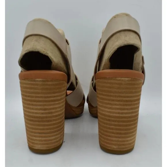 Kork Ease Women Size 9 Hutton Natural Leather Ankle Strap Platform Sandals Shoes