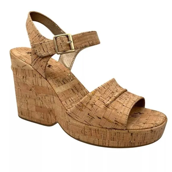 KORKS Bardot Women's Chunky Platform Sandals Size 8 Tan/Brown Retro-inspired