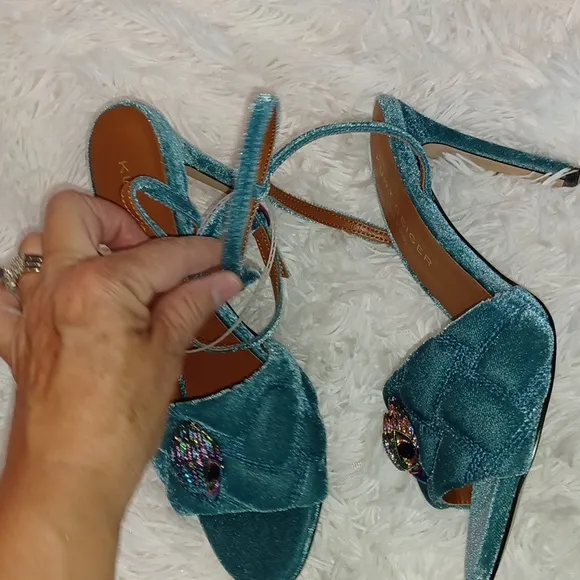 Kurt Geiger Kensington London Rainbow Eagle Teal Quilted Stylish High Heels EU