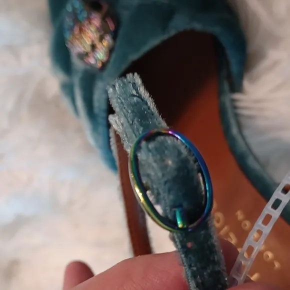 Kurt Geiger Kensington London Rainbow Eagle Teal Quilted Stylish High Heels EU