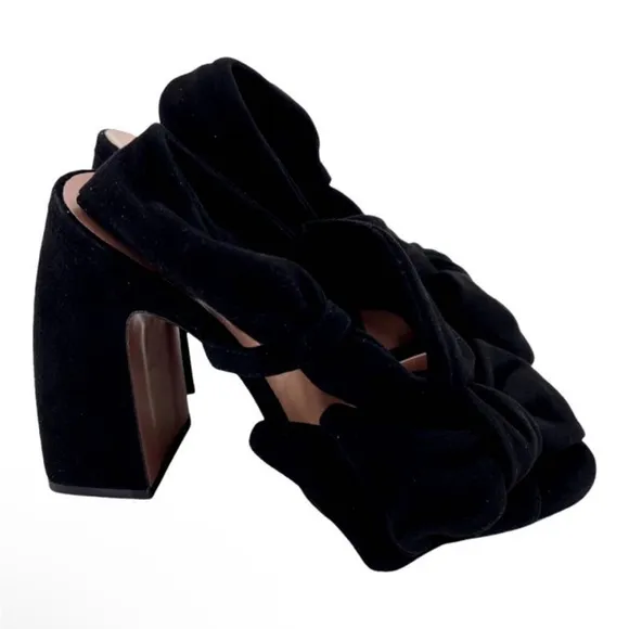 L' AUTRE CHOSE Sandals Leather Black Suede Women Sz EU 38.5 NIB $400