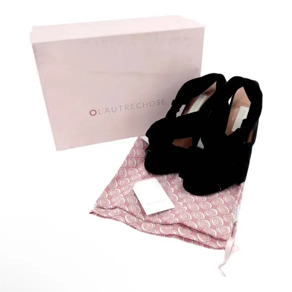 L' AUTRE CHOSE Sandals Leather Black Suede Women Sz EU 38.5 NIB $400