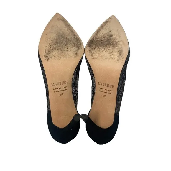 L’AGENCE Simone Lace Pump Black Size 39 Heels Classic Office Party Date Wedding