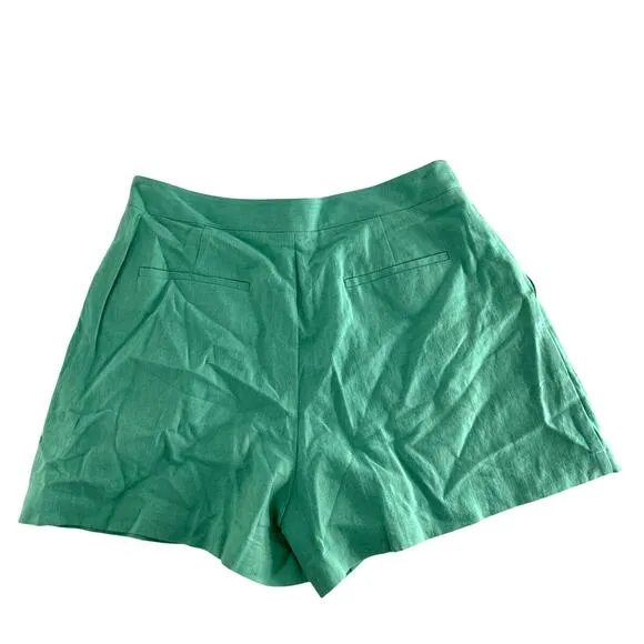 L'Agence Women's Seafoam Saige Linen-Cotton Short Size 8
