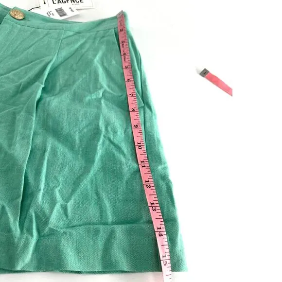 L'Agence Women's Seafoam Saige Linen-Cotton Short Size 8