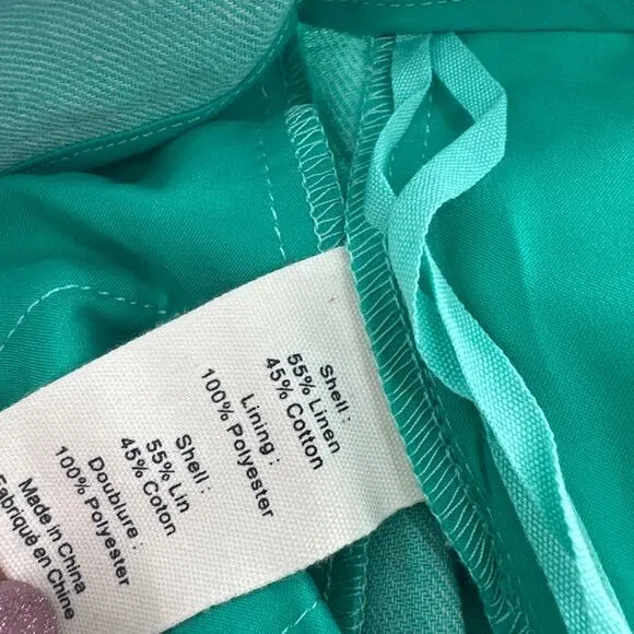L'Agence Women's Seafoam Saige Linen-Cotton Short Size 8