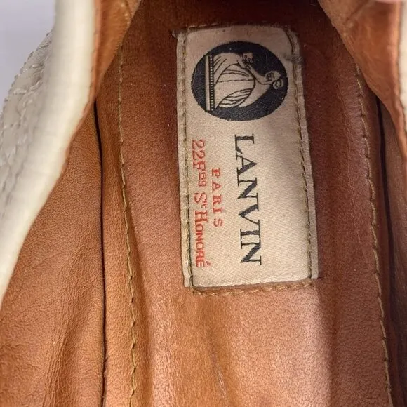 LANVIN Cream Quilted Leather Ballet Flats Size 8 Shoes