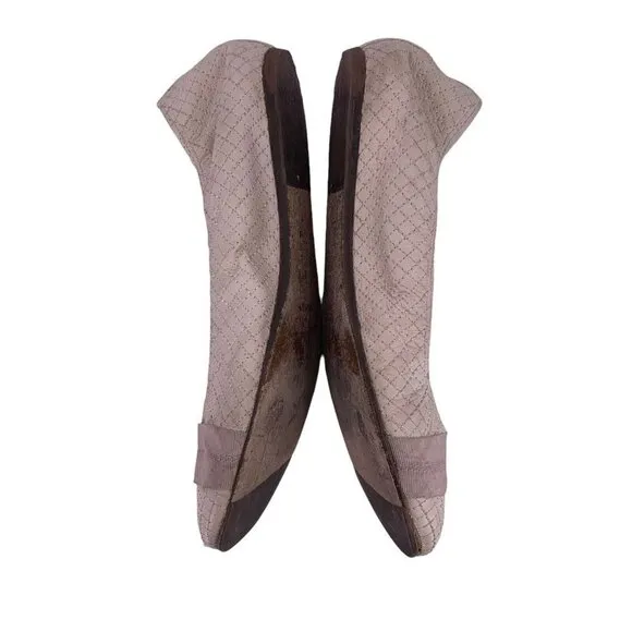 LANVIN Cream Quilted Leather Ballet Flats Size 8 Shoes