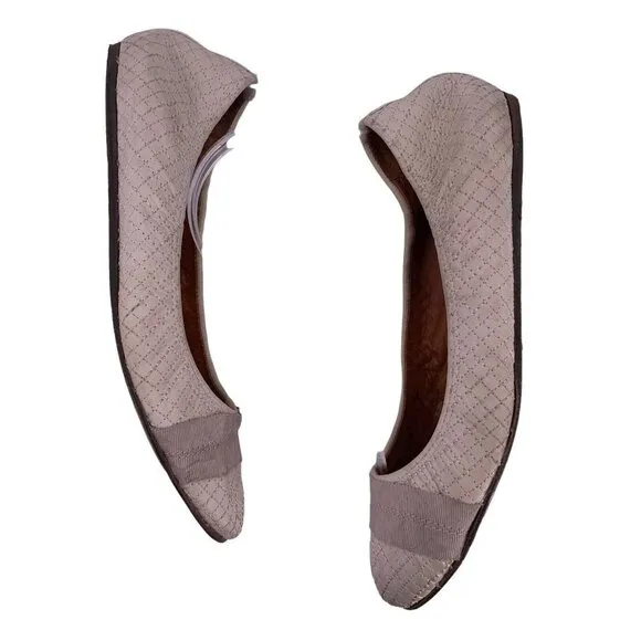 LANVIN Cream Quilted Leather Ballet Flats Size 8 Shoes