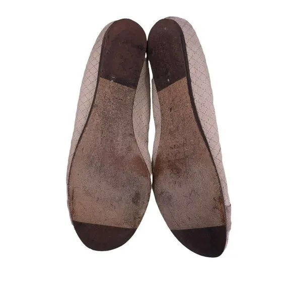 LANVIN Cream Quilted Leather Ballet Flats Size 8 Shoes