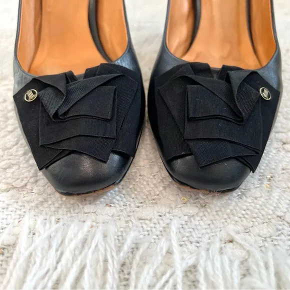 Lanvin En Bleu Shoes Black Leather Classic High Heels Pumps 6