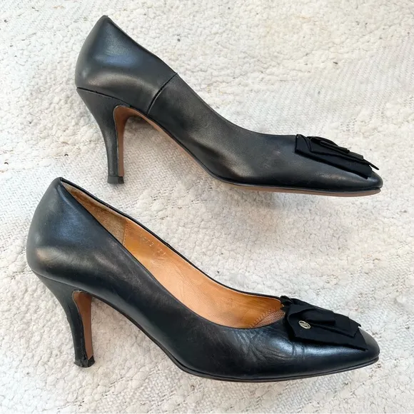 Lanvin En Bleu Shoes Black Leather Classic High Heels Pumps 6