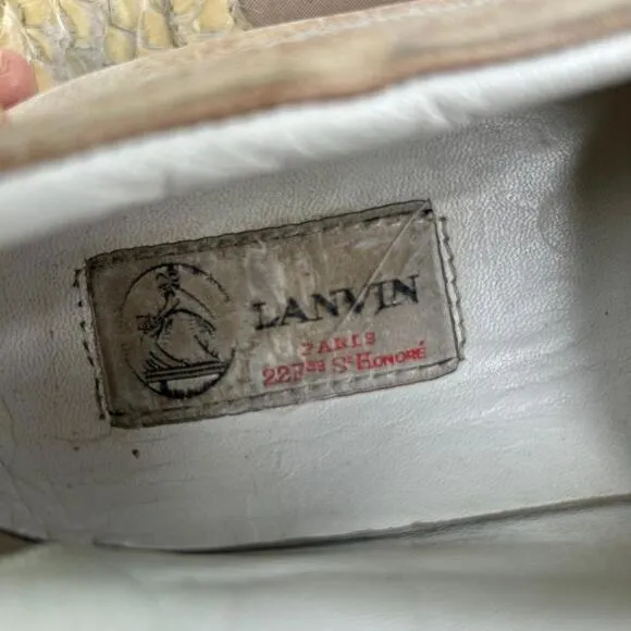 Lanvin Exotic Phyton Slip-On US 7.5 Women's Beige Flats Casual Sneaker Shoes