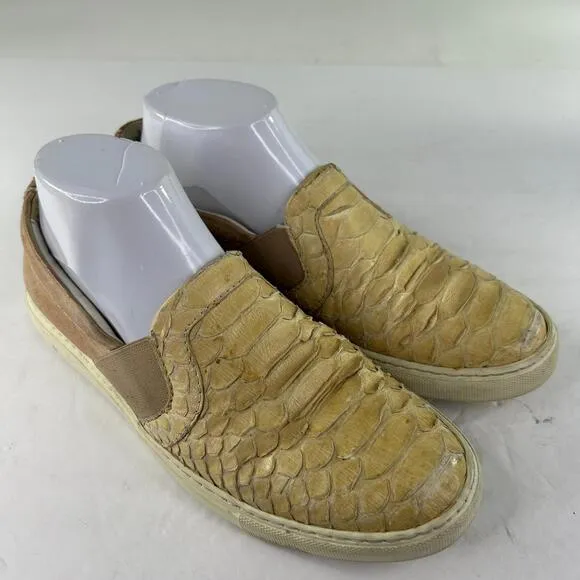 Lanvin Exotic Phyton Slip-On US 7.5 Women's Beige Flats Casual Sneaker Shoes
