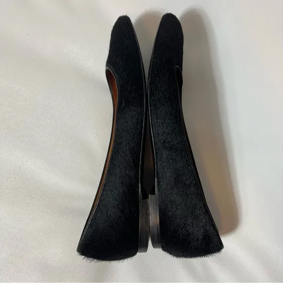 LANVIN Womens Black Calf Hair Flats Almond Toe Pull On Made In Italy Shoes Sz 36