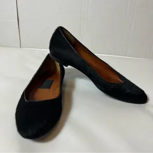 LANVIN Womens Black Calf Hair Flats Almond Toe Pull On Made In Italy Shoes Sz 36