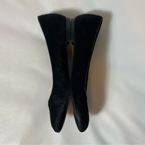 LANVIN Womens Black Calf Hair Flats Almond Toe Pull On Made In Italy Shoes Sz 36